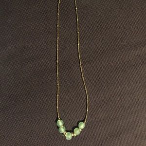 Green glass beaded necklace